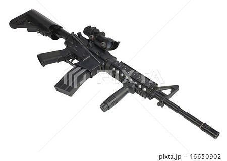 M4 Carbine with ACOG optic and a foregrip isolated M4 Carbine with ACOG optic and a foregrip isolated 46650902