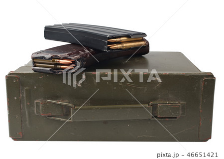 m16 and ak47 magazins on ammunition can 46651421