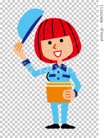 こんにちは 女性配達員のイラスト素材