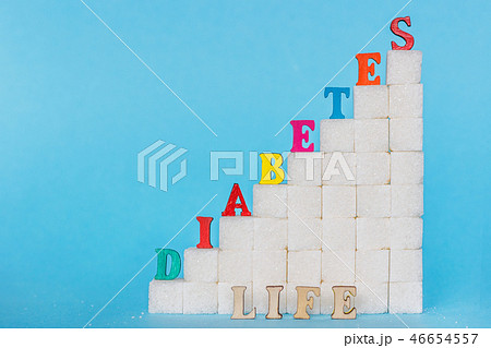 Word diabetes on ladder refined sugar Сoncept 46654557