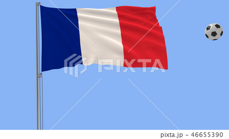 Realistic fluttering flag France and soccer ball Realistic fluttering flag France and soccer ball 46655390