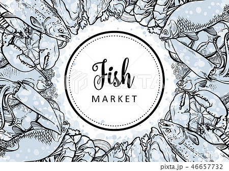 vector sketch underwater animal sea food pattern 46657732