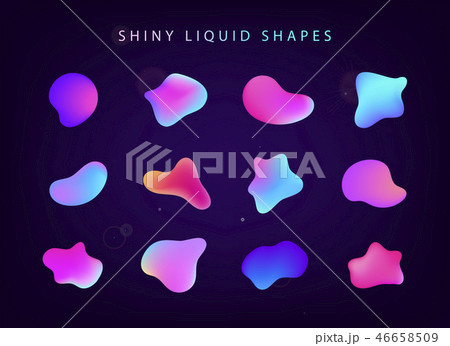 Vector set of abstract gradient iridescent shapes, banners. Shiny isolated liquid elements of Vector set of abstract gradient iridescent shapes, banners. Shiny isolated liquid elements of 46658509