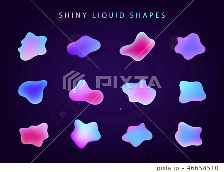 Vector set of abstract gradient iridescent shapes, banners. Shiny isolated liquid elements of Vector set of abstract gradient iridescent shapes, banners. Shiny isolated liquid elements of 46658510