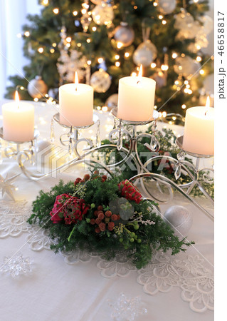 クリスマスキャンドル テーブルアレンジ クリスマスキャンドル テーブルアレンジ 46658817