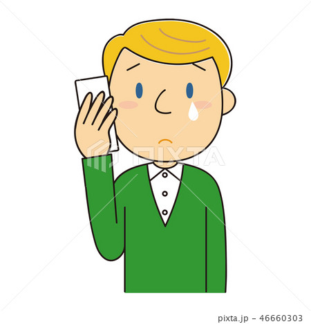 電話をしながら泣いている外国人男性のイラスト素材 46660303 Pixta