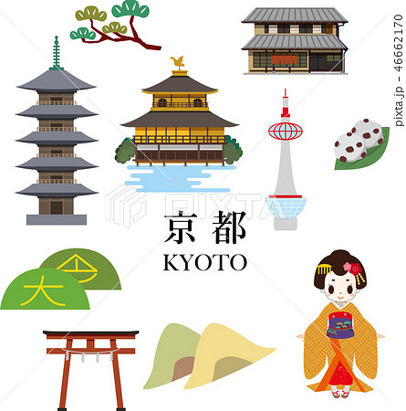 京都 観光 旅行 スポットのイラスト素材