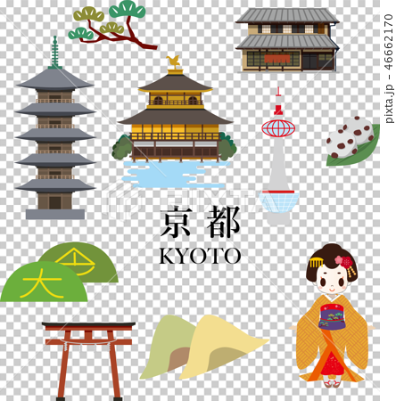 Kyoto Sightseeing Travel Spot Stock Illustration
