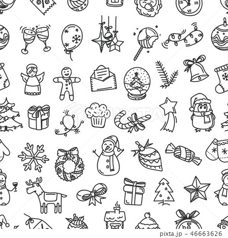 Seamless pattern card with holiday objects 46663626