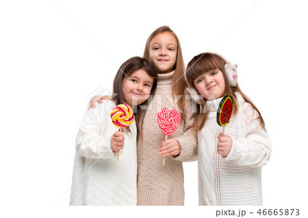 portrait of cute little kids in stylish clothes looking at camera and smiling portrait of cute little kids in stylish clothes looking at camera and smiling 46665873