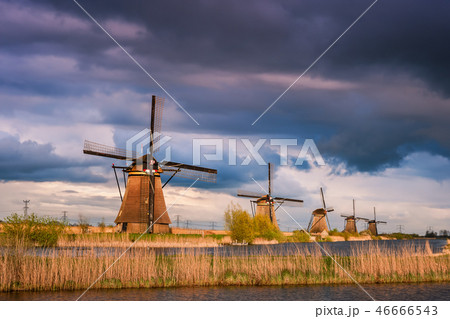 Majestic Evening in Kinderdijk 46666543
