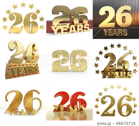 Set of number twenty-six years celebration 46670718