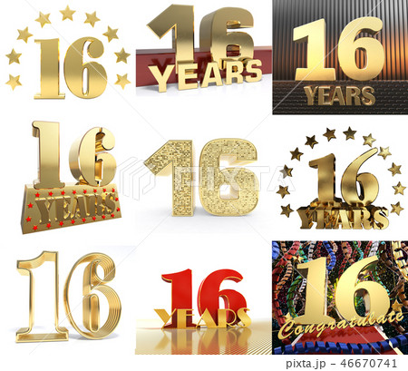 Set of number sixteen years celebration 46670741