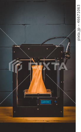 3D printer working close up. Automatic three dimensional 3d prin 46671063