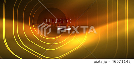 Neon glowing wave, magic energy and light motion background. Vector wallpaper template 46671145