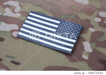 US ARMY flag patch on US ARMY camouflage uniform US ARMY flag patch on US ARMY camouflage uniform 46673042