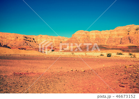 Mountain desert landscape. Desert Arava, Israel Mountain desert landscape. Desert Arava, Israel 46673152