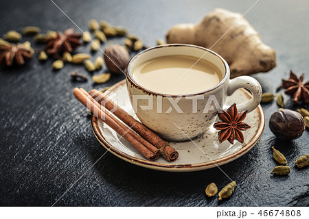 Traditional indian drink - masala tea Traditional indian drink - masala tea 46674808