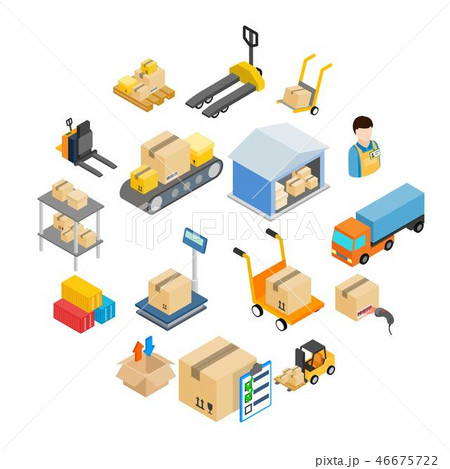 Warehouse logistic storage icons set Warehouse logistic storage icons set 46675722
