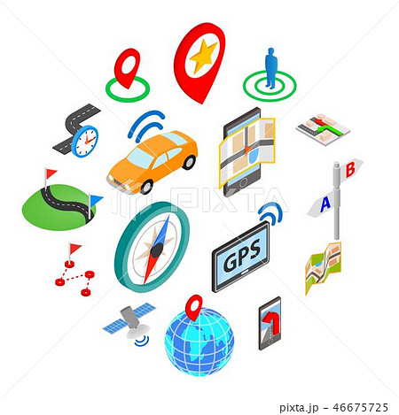 Navigation icons set, isometric 3d style 46675725