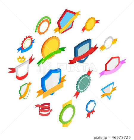Badges icons set, isometric 3d style 46675729