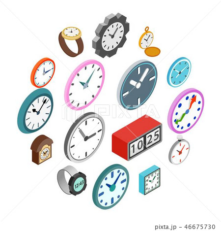 Clocks icons set, isometric 3d style 46675730