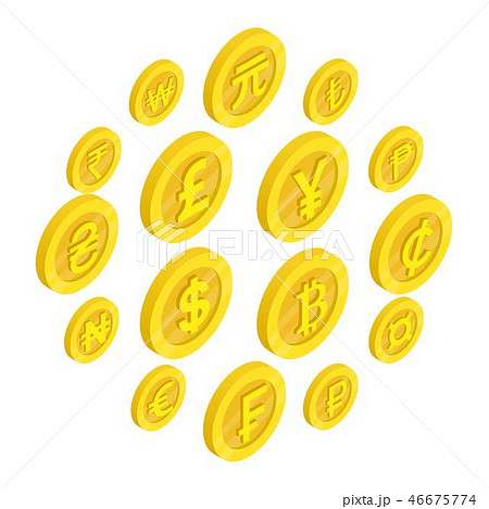 Currency icons set, isometric 3d style Currency icons set, isometric 3d style 46675774