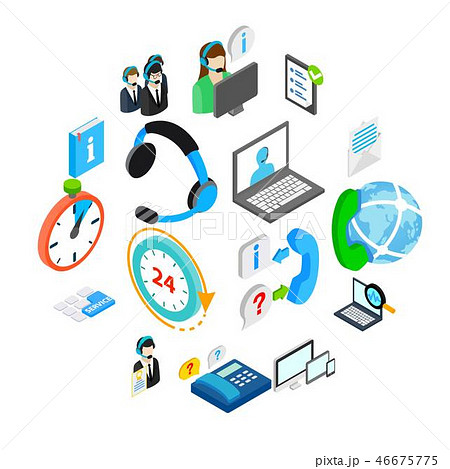 Computer service icons set, isometric 3d style Computer service icons set, isometric 3d style 46675775