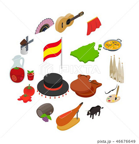 Spain isometric 3d icons Spain isometric 3d icons 46676649