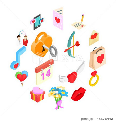 Valentines isometric 3d icons set 46676948