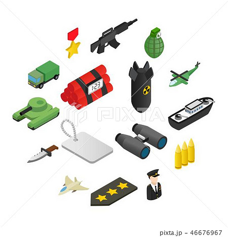 Weapon isometric 3d icons set  46676967