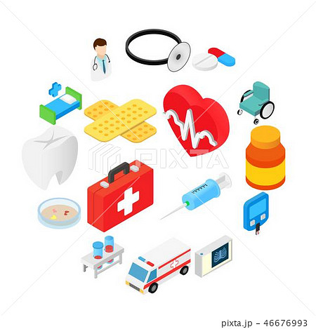Medical isometric 3d symbols collection   46676993