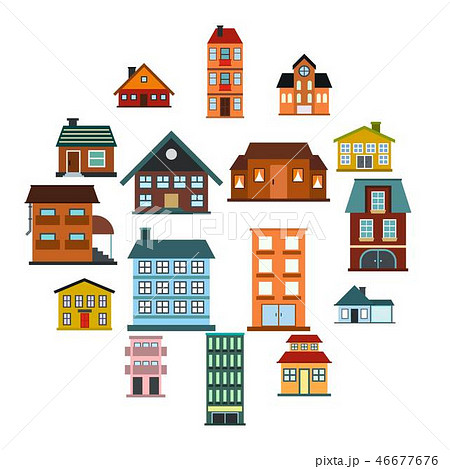 Houses flat icons set Houses flat icons set 46677676