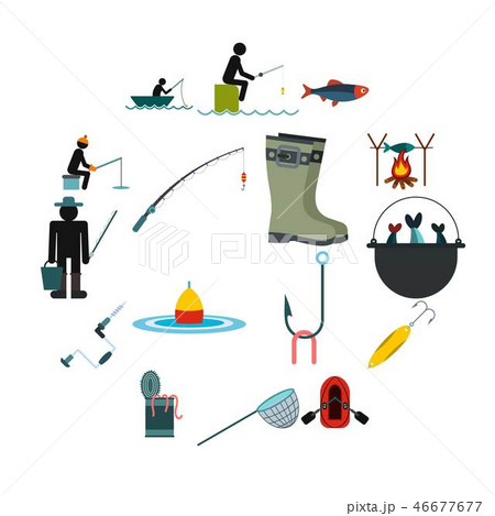 Fishing flat icons set Fishing flat icons set 46677677