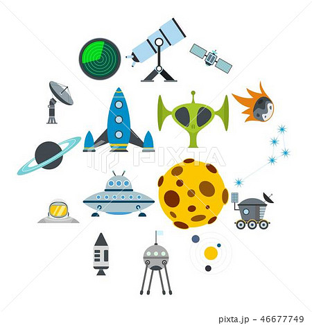 Space flat icons set 46677749