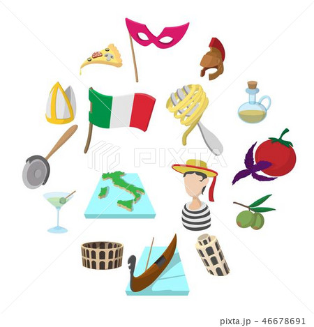 Italy cartoon icons 46678691