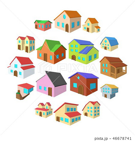Houses cartoon icons set Houses cartoon icons set 46678741