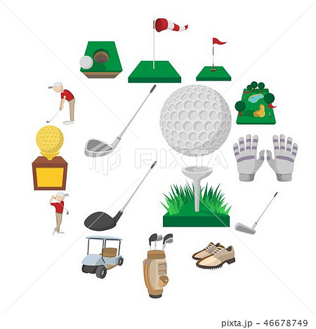 Golf cartoon icons set Golf cartoon icons set 46678749