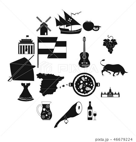 Spain icons black 46679224