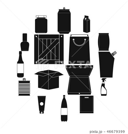 Packaging black simple icons set Packaging black simple icons set 46679399