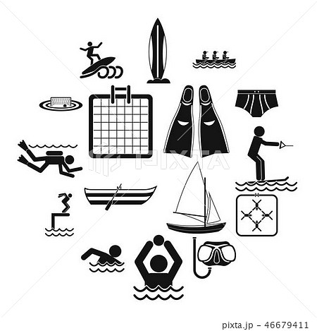 Water sport black simple icons Water sport black simple icons 46679411