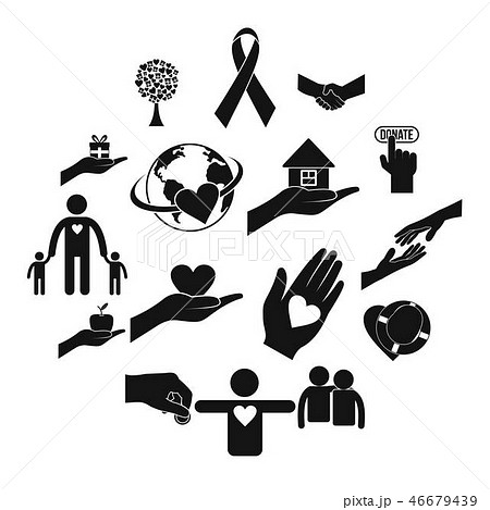 Charity black simple icons 46679439