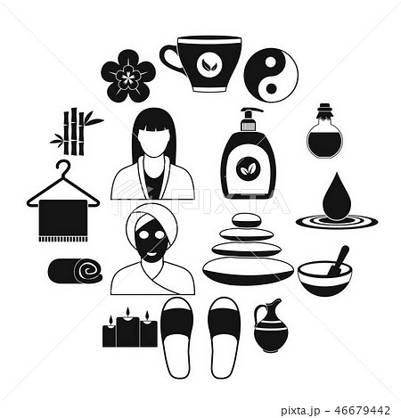 Spa simple icons set Spa simple icons set 46679442