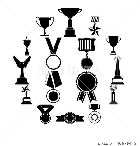 Trophy and awards simple icons set 46679445