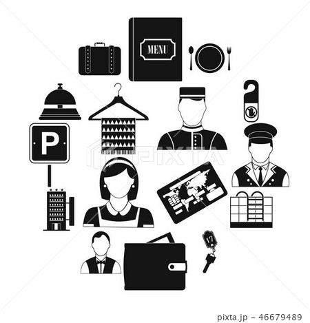 Hotel simple icons set 46679489