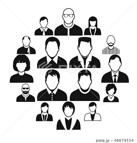 16 characters black icons set 16 characters black icons set 46679554