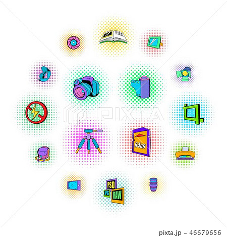 Photography set icons, pop-art style 46679656