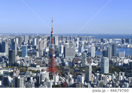日本の東京都市景観 東京タワーなど街並みを望む 日本の東京都市景観 東京タワーなど街並みを望む 46679760