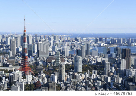日本の東京都市景観　東京タワーなど街並みを望む 46679762