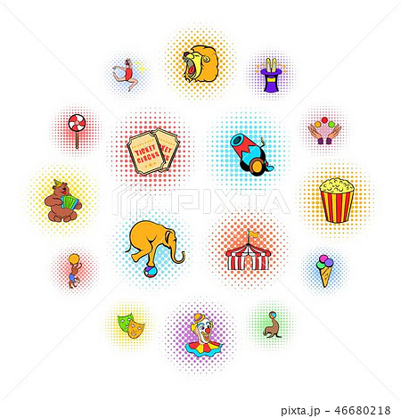 Circus comics icons set Circus comics icons set 46680218